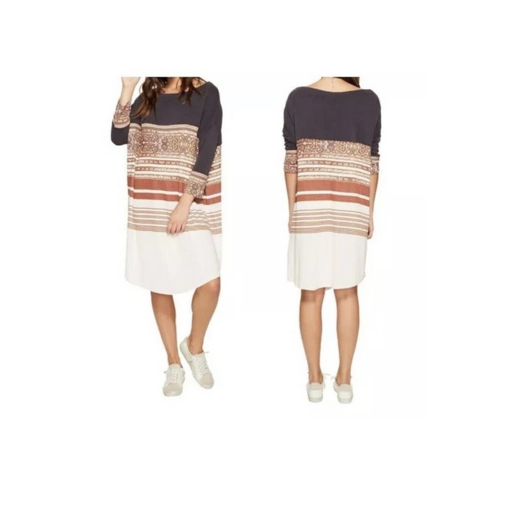 Free People XS Dress Stepping Out Neutral Tunic Shift Scoop Neck OB611688 - Picture 1 of 10